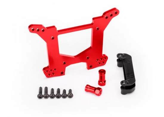 Traxxas Shock tower rear 7075-T6 Aluminium (red-anodized) (1)/ body mount bracket (1) — image 2 of 2