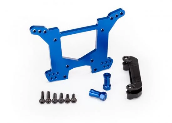 Traxxas Shock tower rear 7075-T6 Aluminium (blue-anodized) (1)/ body mount bracket (1) — image 2 of 2