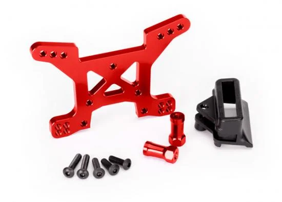 Traxxas Shock tower front 7075-T6 Aluminium (red-anodized) (1)/ body mount bracket (1) — image 2 of 2