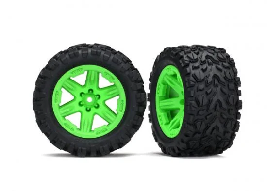Traxxas Tires wheels assembled glued (2.8) (RXT green wheels Talon Extreme tires foam inserts) (2WD electric rear) (2) (TSM rated) — image 2 of 2