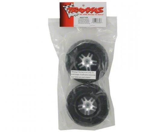 Traxxas Tires wheels assembled glued (S1 ultra-soft off-road racing compound) (SCT Split-Spoke satin chrome black beadlock style wheels Kumho tires foam inserts) (2) (4WD front/rear 2WD rear only) — image 3 of 3