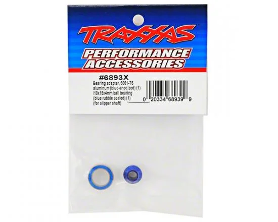 Traxxas Bearing adapter 6160-T6 Aluminium (blue-anodized) (1)/10x15x4mm ball bearing (blue rubber sealed) (1) (for slipper shaft) — image 2 of 2