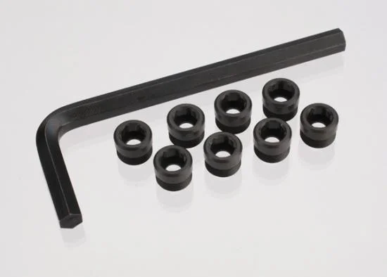 Traxxas Aluminium caps pivot ball (threaded Aluminium hard-anodized with PTFE-coating) (8)/ hex wrench 5mm — image 2 of 3
