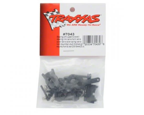 Traxxas Steering arm (upper lower)/ steering link/ servo horn/ servo saver/ servo saver spring/ servo horn mount/ ball stud (2)/ Shock mounts front rear/ 2.5x18mm CS (4) — image 3 of 3