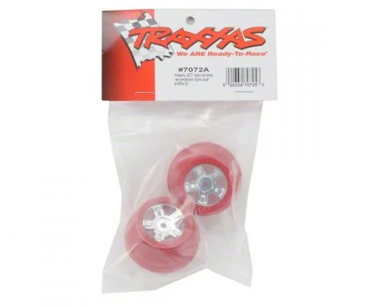 Traxxas Wheels SCT satin chrome red beadlock style dual profile (1.8 inner 1.4 outer) (2) — image 3 of 3
