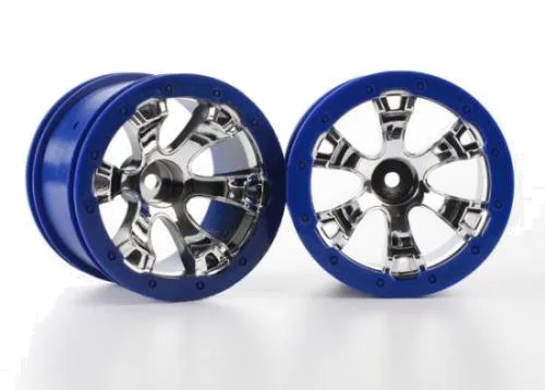 Traxxas Wheels Geode 2.2 (chrome blue beadlock style) (12mm hex) (2) — image 2 of 3