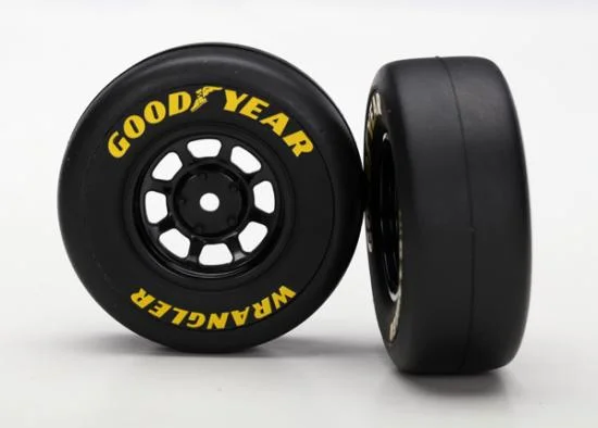 Traxxas Tires and wheels assembled glued (8-spoke wheels black 1.9 Goodyear Wrangler tires) (2) — image 2 of 2