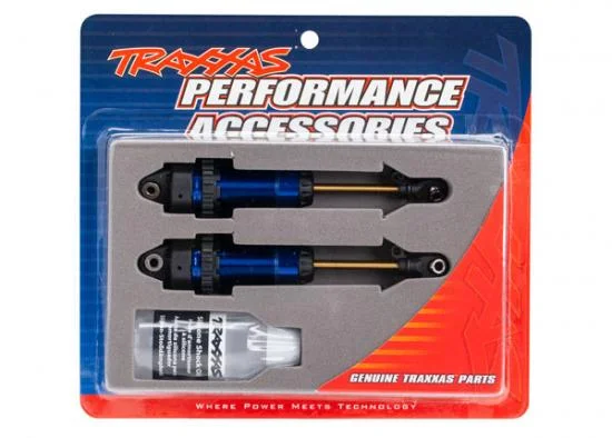Traxxas Shocks GTR xx-long blue-anodized PTFE-coated bodies with TiN shafts (fully assembled without springs) (2) &mdash; image 2 of 2