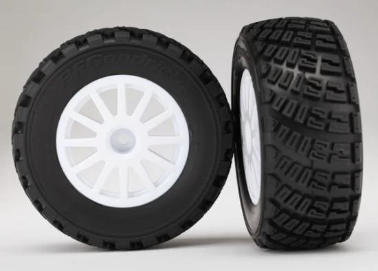 Traxxas Tires wheels assembled glued (White wheels BFGoodrich Rally gravel pattern tires foam inserts) (2) (TSM rated) — image 2 of 3