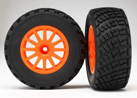 Traxxas Tires wheels assembled glued (orange wheels BFGoodrich Rally gravel pattern tires foam inserts) (2) (TSM rated) &mdash; image 2 of 3