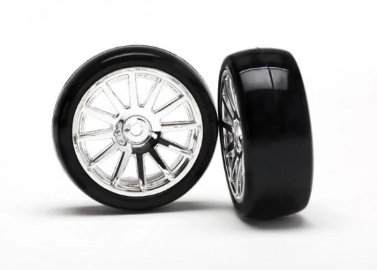 Traxxas 12-Sp Chrm Wheels - Slick Tires &mdash; image 2 of 3