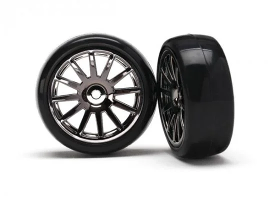 Traxxas 12-Sp Black Wheels - Slick Tires — image 2 of 3