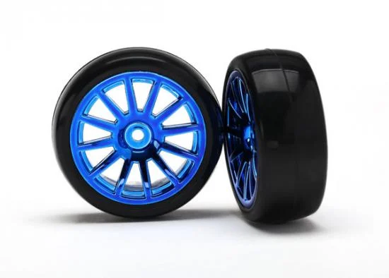 Traxxas 12-Sp Blue Wheels - Slick Tires — image 2 of 3
