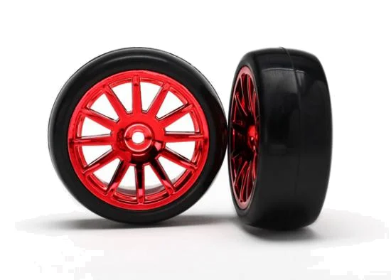 Traxxas 12-Sp Red Wheels - Slick Tires — image 2 of 3