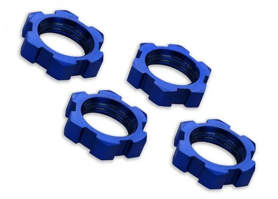 Traxxas X-MAXX Wheel nuts splined 17mm serrated (blue-anodized) (4) — image 2 of 2