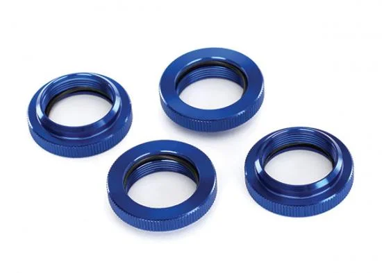 Traxxas X-MAXX Spring retainer (adjuster) blue-anodized Aluminium GTX Shocks (4) (assembled with o-ring) &mdash; image 2 of 3