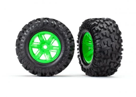 Traxxas MAXX AT Tyres Pre Glued on Green X-MAXX Wheels (2) &mdash; image 2 of 2