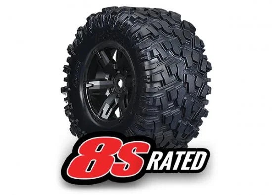 Traxxas MAXX AT Tyres Pre Glued on Black X-MAXX Wheels (2) — image 2 of 2
