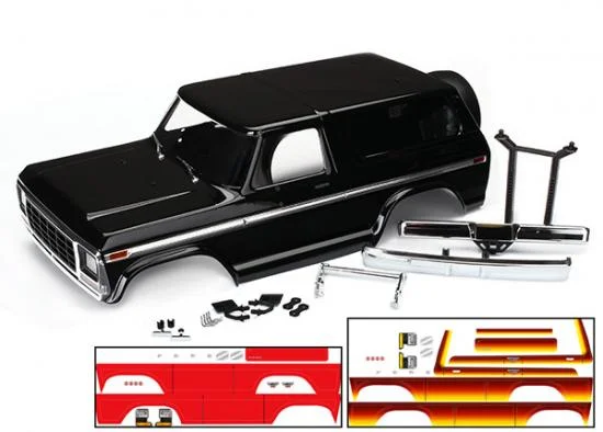 Traxxas Ford Bronco Pre Painted Black Complete Bodyshell (312mm Wheelbase) &mdash; image 2 of 6