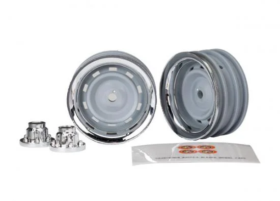 Traxxas Wheels 1.9 chrome (2)/ center caps (2)/ decal sheet (requires 8255A extended stub axle) — image 2 of 2