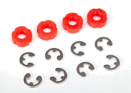 Traxxas Piston damper (red) (4)/ e-clips (8) — image 2 of 2
