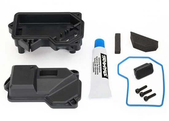 Traxxas Box receiver (sealed) (steering servo mount)/ receiver cover/ access plug/ foam pads/ silicone grease/ 2.5x10 CS (3) — image 2 of 2