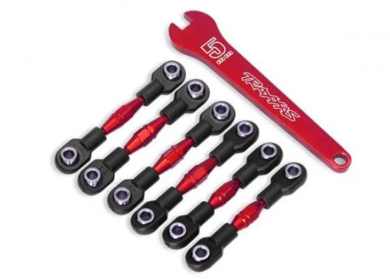 Traxxas Turnbuckles Aluminium (red-anodized) camber links 32mm (front) (2)/ camber links 28mm (rear) (2)/ toe links 34mm (2)/ Aluminium wrench — image 2 of 2