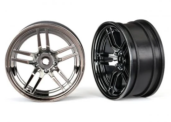 Traxxas Wheels 1.9 split-spoke (black chrome) (front) (2) — image 2 of 2