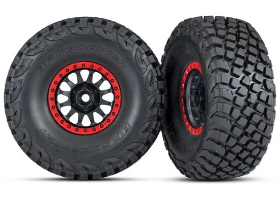 Traxxas Tires and wheels assembled glued (Method Race Wheels black with red beadlock BFGoodrich Baja KR3 tires) (2) — image 2 of 2