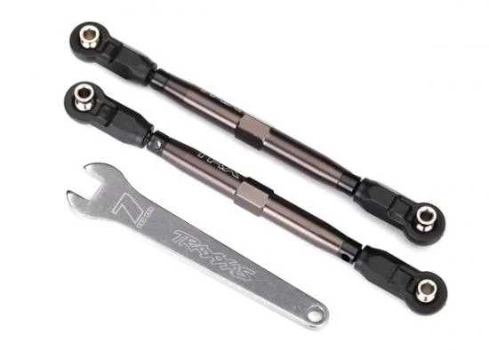 Traxxas Toe links front Unlimited Desert Racer (TUBES dark titanium anodized 7075-T6 Aluminium stronger than titanium) (102mm) (2) (assembled with rod ends and hollow balls)/ Aluminium wrench 7mm (1) — image 2 of 2
