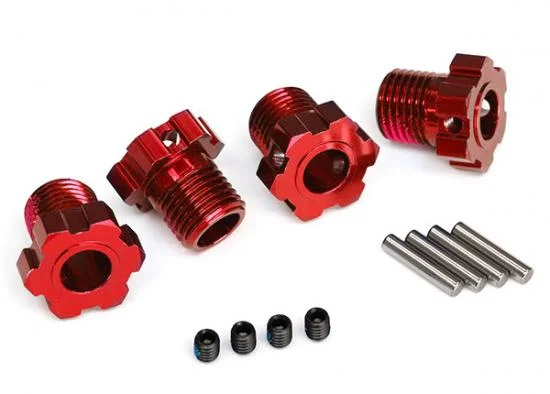 Traxxas Wheel hubs splined 17mm (red-anodized) (4)/ 4x5 GS (4) 3x14mm pin (4) &mdash; image 2 of 2