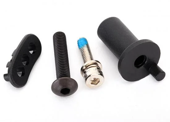 Traxxas Motor mount hinge post/ 5x25mm BCS (1)/ 4x16mm CS with split and flat washer (1) &mdash; image 2 of 2