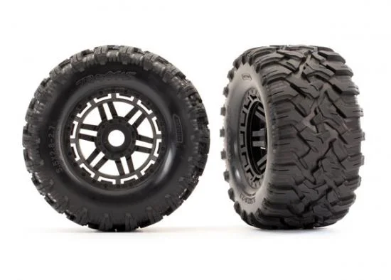 Traxxas Tires wheels assembled glued (black wheels MAXX All-Terrain tires foam inserts) (2) (17mm splined) (TSM rated) — image 2 of 2