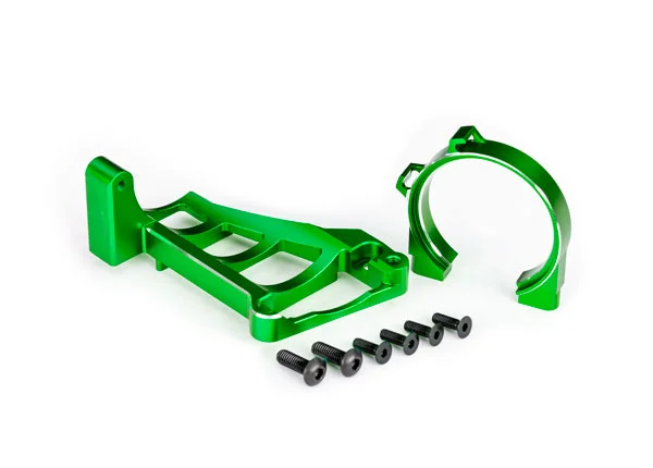 Traxxas Motor mounts (front + rear) (green-anodised 6061-T6 aluminium)/ 3x10mm CCS (with threadlock) (4)/ 4x12mm BCS (with threadlock) (2) (for use with 3461 motor) &mdash; image 2 of 2