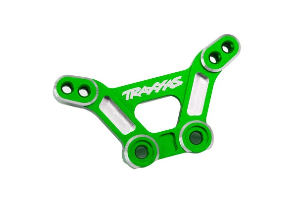 Traxxas Shock tower, front, 6061-T6 aluminium (green-anodised)/ 3x15mm BCS (with threadlock) (2) — image 2 of 2