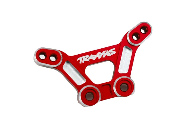 Traxxas Shock tower, front, 6061-T6 aluminium (red-anodised)/ 3x15mm BCS (with threadlock) (2) — image 2 of 2