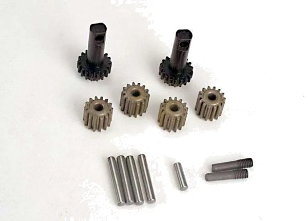 Traxxas Planet gears (4)/ planet shafts (4)/ sun gears (2)/sun gear alignment shaft (1) all hardened steel — image 3 of 3