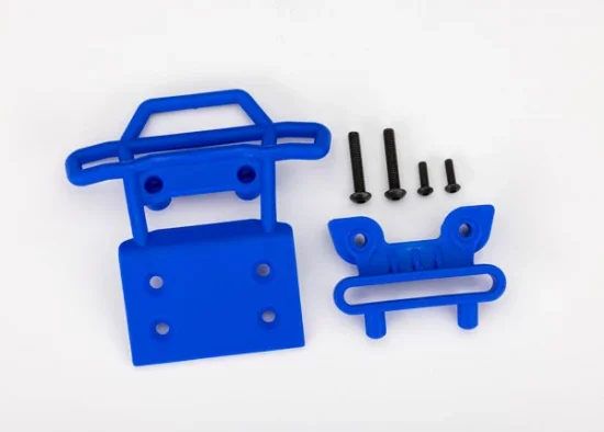 Traxxas Bumper, front/ bumper mount, front / 4x23mm BCS (2)/ 3x10mm BCS (2) (blue) — image 2 of 2