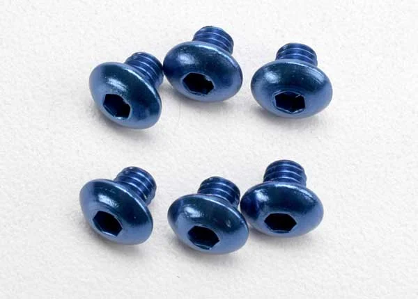 Traxxas Screws 4x4mm button-head machine Aluminium (blue) (hex drive) (6) &mdash; image 3 of 3