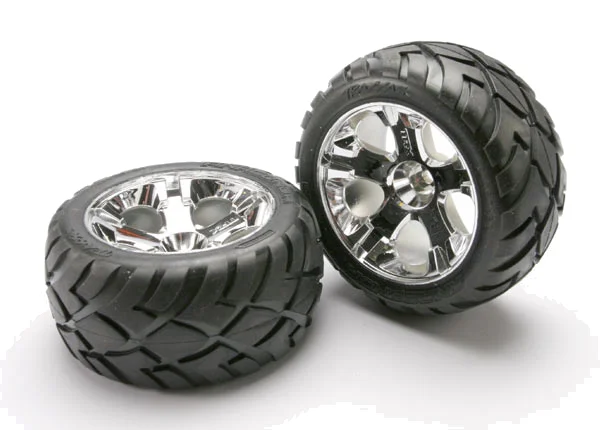Traxxas Anaconda Tyres Pre Glued On All Star Chrome Wheels - Bearing Fit — image 4 of 4
