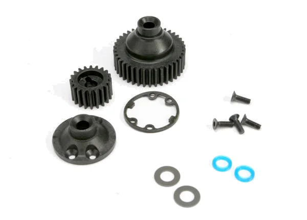 Traxxas Gears differential 38-T (1)/ differential drive gear 20-T/ side cover plate (1)/ gasket (1)/ output gear seals (x-ring) (2)/ 2.5x8mmCCS (4)/ 5x10x.5mmTW (2) — image 3 of 3