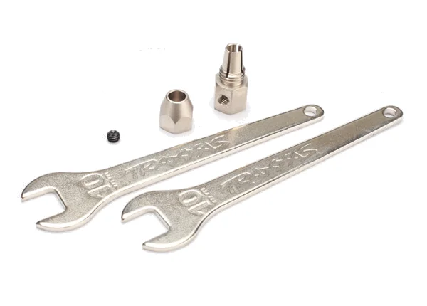 Traxxas Motor coupler collet style/ GS 4x3 SS (with threadlock) (1)/ wrench 10mm (2) — image 3 of 3