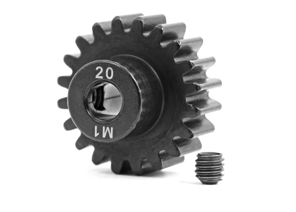 Traxxas Gear, 20-T pinion (machined, hardened steel) (1.0 metric pitch) (fits 5mm shaft)/ set screw &mdash; image 2 of 2