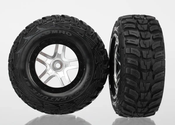 Traxxas Tires wheels assembled glued (S1 ultra-soft off-road racing compound) (SCT Split-Spoke satin chrome black beadlock style wheels Kumho tires foam inserts) (2) (4WD front/rear 2WD rear only) — image 4 of 4