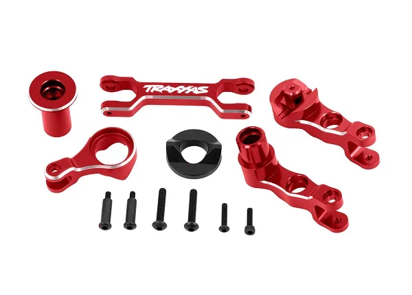 Traxxas Steering bellcranks (left + right)/ drag link (6061-T6 aluminium, red-anodised) (fits X-MAXX) — image 2 of 2