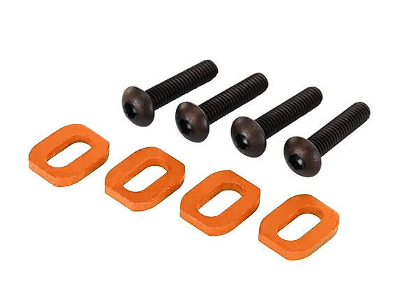 Traxxas Washers, motor mount, aluminium (orange-anodised) (4)/ 4x18mm BCS (4) — image 2 of 2