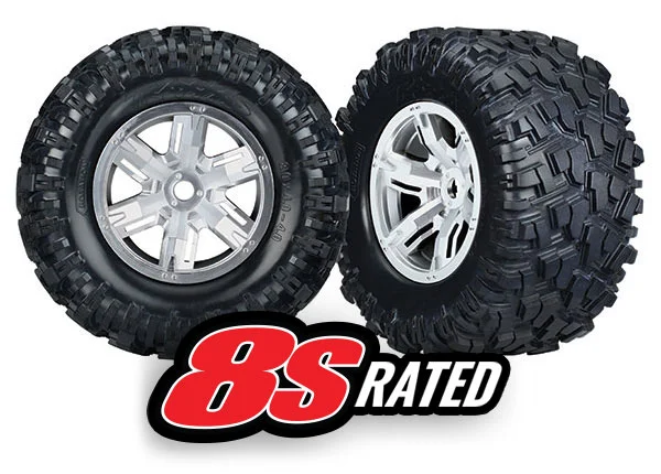 Traxxas MAXX AT Tyres Pre Glued on Satin Chrome X-MAXX Wheels (2) — image 2 of 2