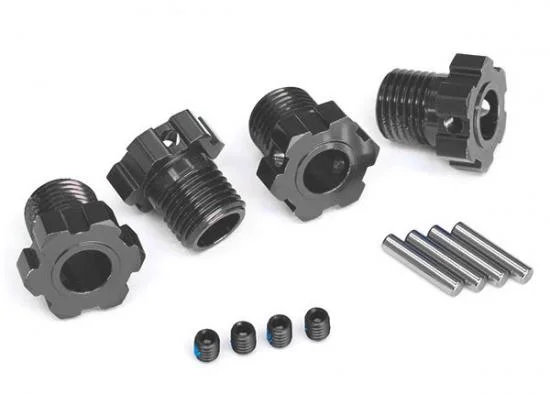 Traxxas Wheel hubs, splined, 17mm (gray-anodised) (4)/ 4x5 GS (4), 3x14mm pin (4) — image 2 of 2