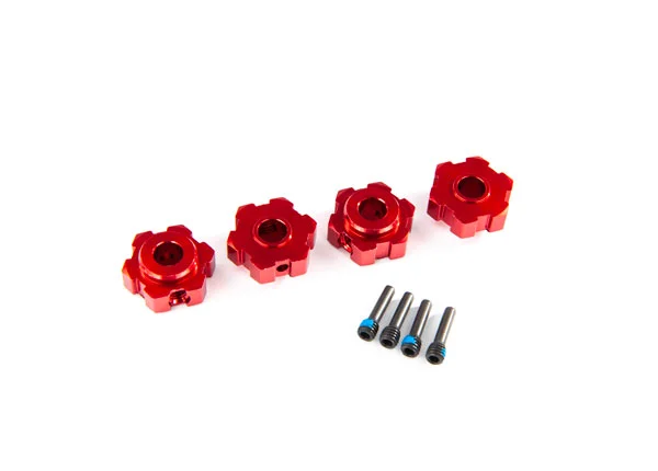 Traxxas Wheel hubs, hex, aluminium (red-anodized) (4) / 4x13mm screw pins (4) — image 2 of 2