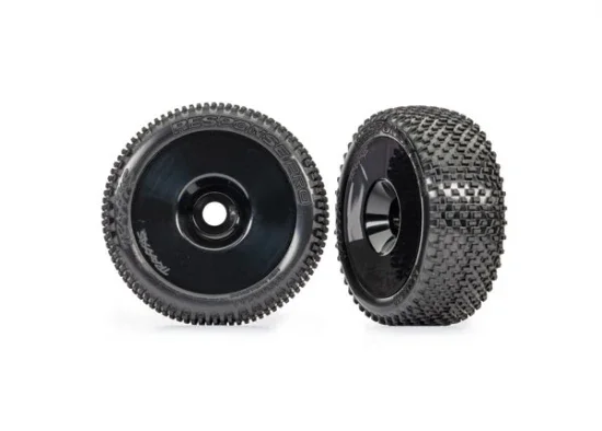 Traxxas Tyres + wheels, assembled, glued (black dished 3.0 wheels, Response Pro 3.0 tyres, foam inserts) (2) &mdash; image 2 of 2